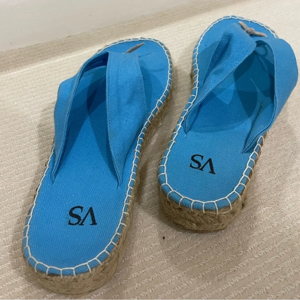 Victoria's Secret Blue Espadrille Style Flip-flop Thong Sandals